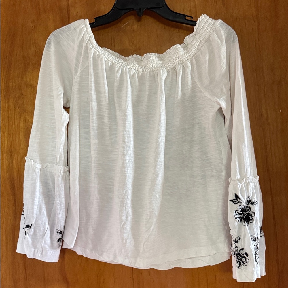 Anthropologie Annie Embroidered Off-The-Shoulder Blouse - Size S - Picture 7 of 9